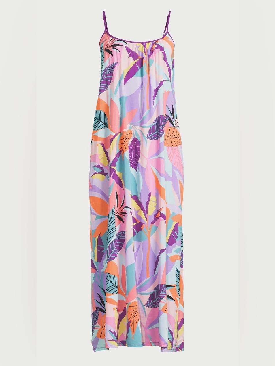Joyspun Tropical Leaf Print Maxi Slip Nightgown Coverup 4x 26w-28w